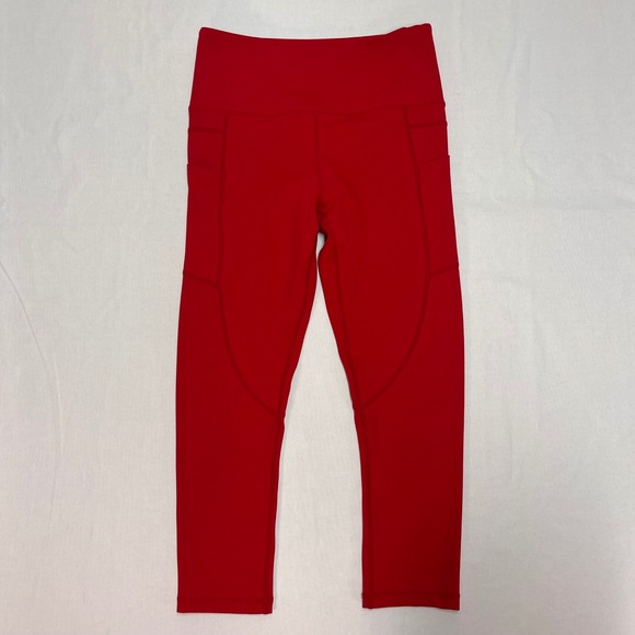 Zyia Active Pants - ZYIA Active‎ Red High Waisted Capri Leggings with Pockets - Size 4